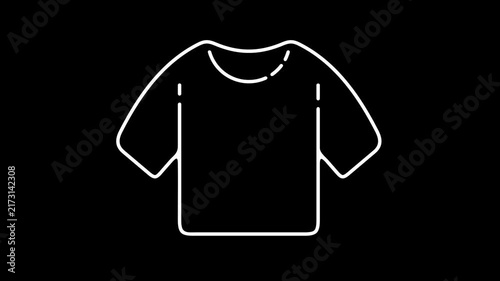 A stylized clothing animation showing a t-shirt reveal effect with alpha channel. Ideal for digital fashion retail, apparel brand advertisements, clothing shop promos, and motion design projects.