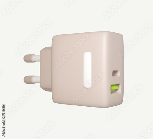 USB Wall Charger 3D Icon