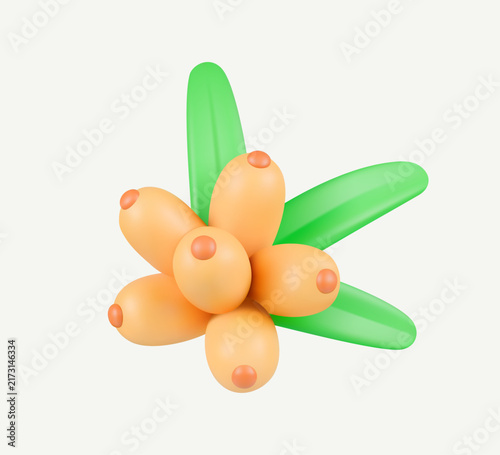 Sea Buckthorn Berry 3D Icon