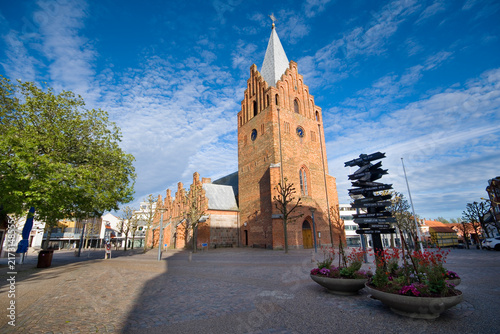 Grenaa Church on the square in the center of Grenaa, Denmark