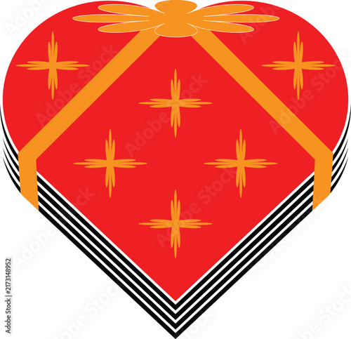 Red heart shape with yellow star patterns and stripes