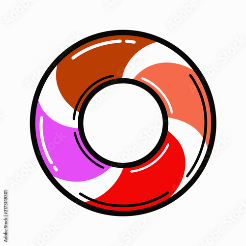 Colorful inflatable swim ring for summer pool activities and water recreation.
