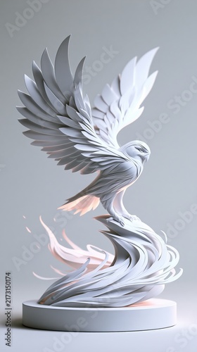 Majestic White Paper Sculpture of an Owl