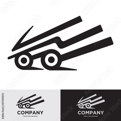 Fast Moving Bike Rider Biker black and white logo art