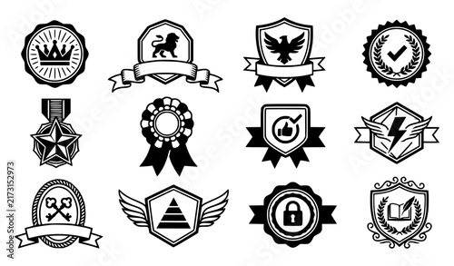 Premium Crown Award Certification Recognition Badge Collection Vector
