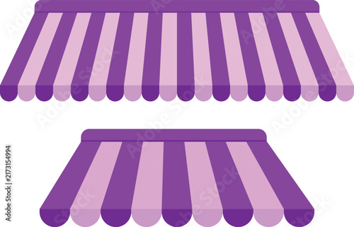 Canvastavla Purple striped store awning canopy vector icon set