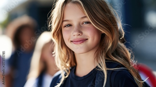 Portrait of a Smiling Young Girl with Freckles