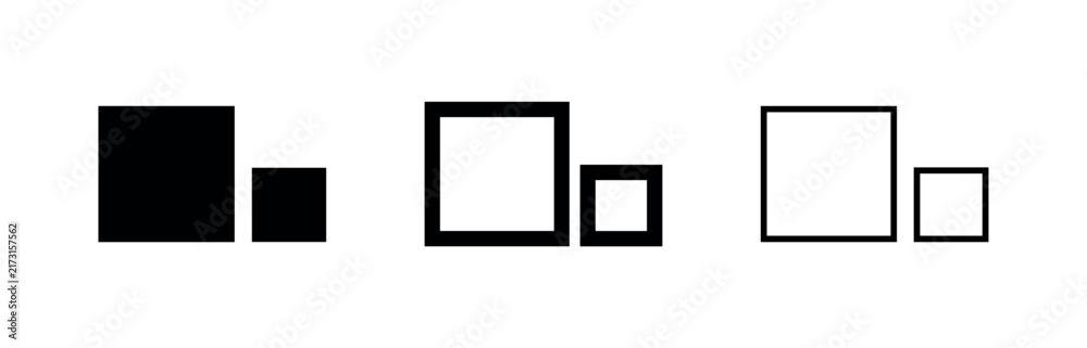 Naklejka premium Responsive design or size comparison icon set. Adapting to different screen sizes.