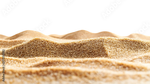 close up of sand isolated on white and transparent background