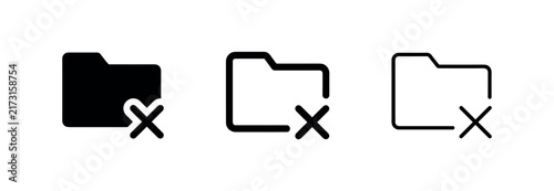 Plakat w ramie Delete Folder X Icon Set for Data Removal