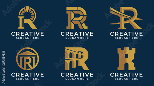 A visually striking array of creative logos featuring bold geometric shapes, sophisticated typefaces, and distinct motifs, perfect for branding and corporate identity ventures.