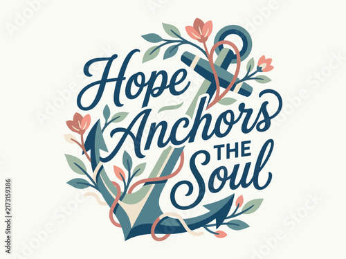 This beautifully crafted piece of artwork combines floral elements and an anchor symbol, evoking feelings of hope and grounding, perfect for spiritual and motivational purposes.