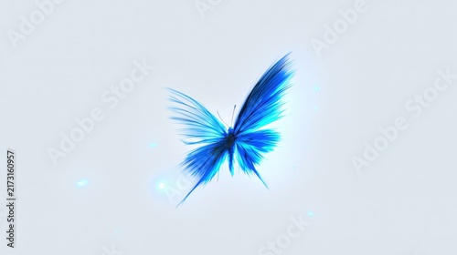 Ethereal Blue Glowing Translucent Glass Butterfly