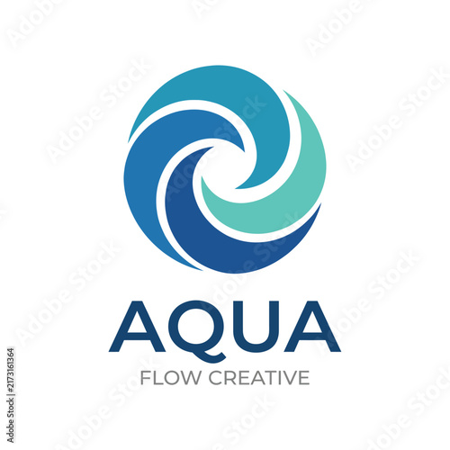 A sophisticated logo design for 'Aqua Flow Creative' features swirling water elements, conveying fluidity and creativity in a professional and artistic manner.