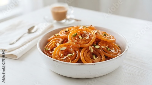 Delightful indian jalebi on white background