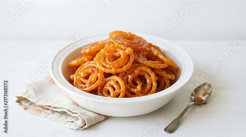 Delightful indian jalebi on white background