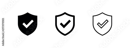 Fotografie Shield with checkmark icon set