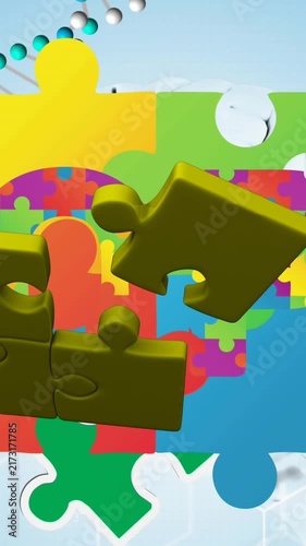 Animation symbolizes autism awareness with puzzle pieces forming hope and brain imagery.