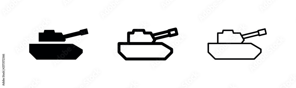 Obraz premium Military tank icon set for warfare, army, combat, and defense concepts