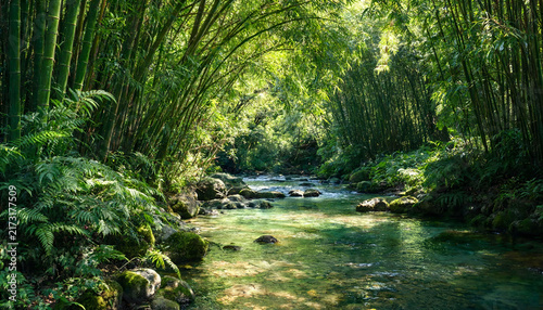 Smooth wet rocks and colorful pebbles on river bank with clear water flowing