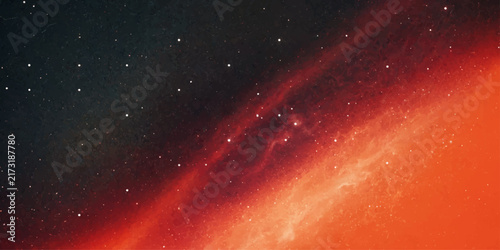 Abstract Red and White Space Background with Glowing Nebula, Cosmic Dust, Stars, Galaxy, Deep Universe and Dramatic Light Effects for Modern Wallpaper Design