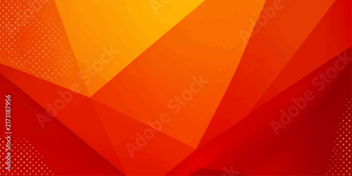 Abstract Red Background with Geometric Triangles, Dynamic Orange and Yellow Gradient Waves, Golden Lines, Modern Vector Pattern and Vibrant Decorative Design Wallpaper