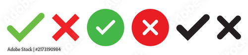 Green check mark and red x cross circle icons for approval and rejection