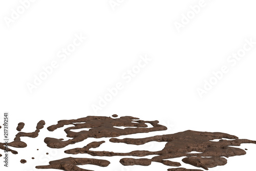 dark brown mud splatters and puddles
