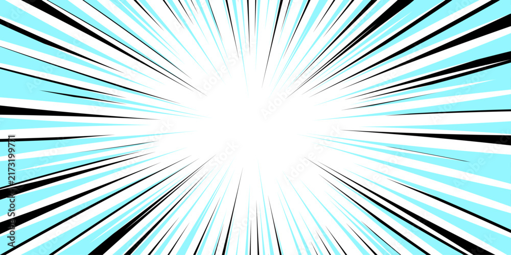 Fototapeta premium Radial lines in clean minimal style featuring dynamic burst patterns. Cartoon funny retro pattern strip mock up. Vector halftone illustration. Abstract design green gradient shine rays background. 