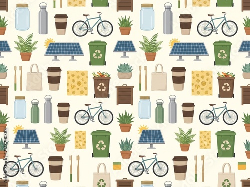 Flat Eco Friendly Zero Waste Lifestyle Pattern Seamless Vector Background

Sustainable Green Living Seamless Pattern Eco Friendly Recycling Icons

Zero Waste Eco Friendly Items Seamless Pattern Flat V