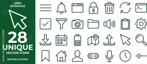 User interface vector icons set with web and app