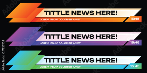 Abstract modern banners with colorful gradients for news broadcasting and video overlays