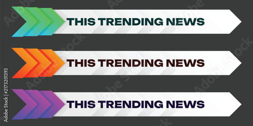 Broadcast banner templates with colorful arrow graphics