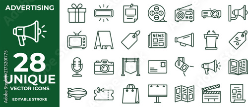 Set of advertising and marketing linear icons