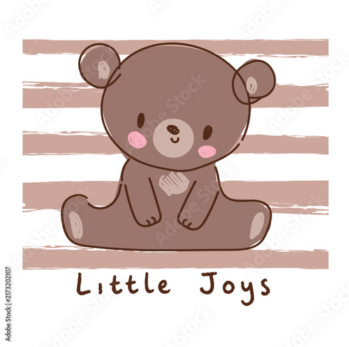 Cute Vector Hand Drawn Teddy Bear Little Toys Nursery Illustration