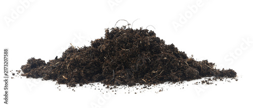 Konstfotografi Natural peat moss piles isolated on a white background, showing organic growing material for gardening, seed starting, potting, horticulture, and plant cultivation