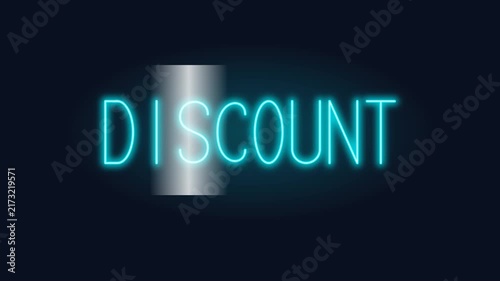 Neon Blue Discount Sign with Light Sweep Animation