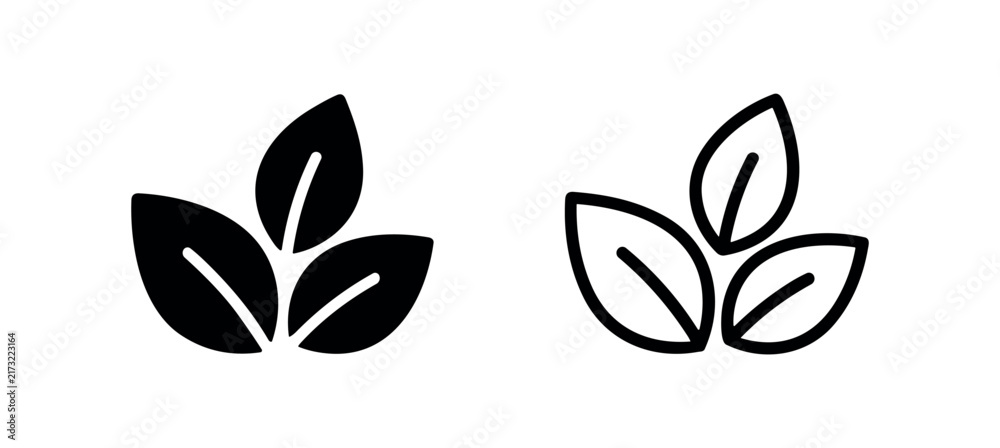 Fototapeta premium Natural Green Leaves Icon Set Isolated on White Background