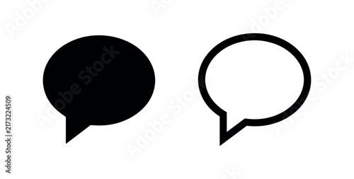 Photography Chat speech bubble icon set, conversation and message symbol black filled and ou