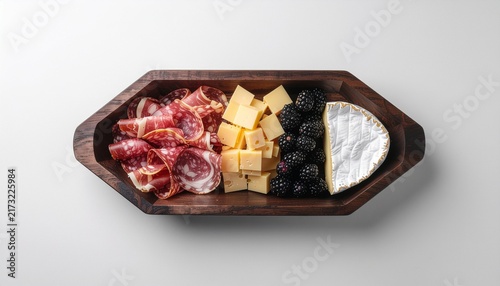 Halloween Coffin Charcuterie Board with Cheese and Meats Isolated on White