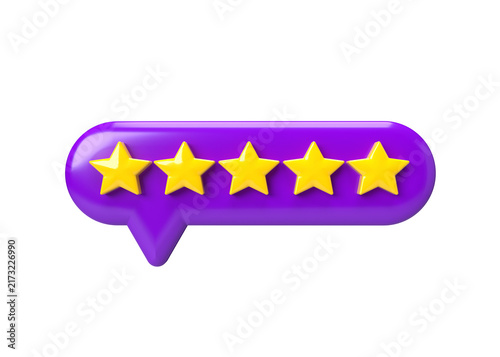 Five stars rating 3d feedback label icon 