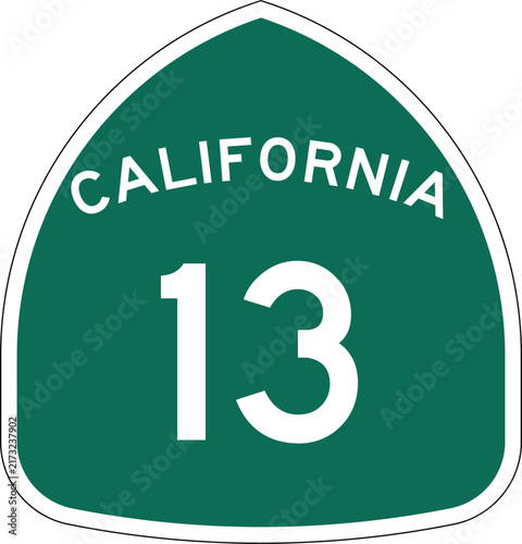California State Route 13 Highway Green Marker Shield