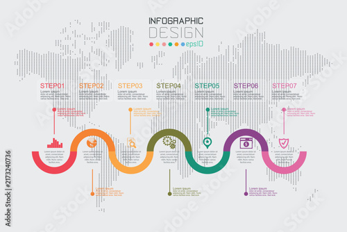 Wavy Timeline Infographic Template with 5 Steps