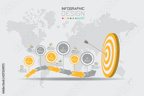 Curved Arrow to Target Business Timeline Infographic