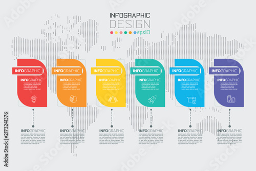 6 Option Colorful Paper Tag Infographic Template