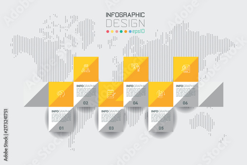 6 Step Zigzag Paper Ribbon Business Infographic