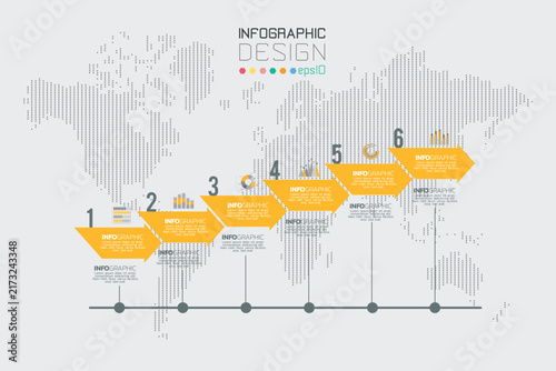 6 Step Ascending Stairs Arrow Business Infographic
