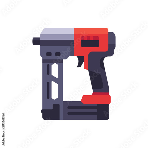 Bild auf Leinwand Nail gun icon with magazine body and trigger grip, flat illustration
