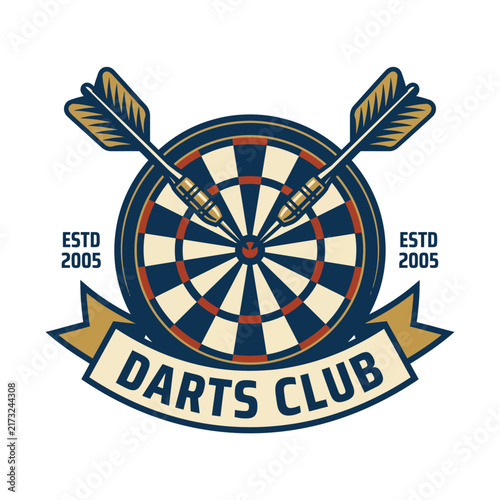 This logo represents a darts club with a dartboard and arrows, symbolizing competition and precision, appealing to sports enthusiasts and club members.