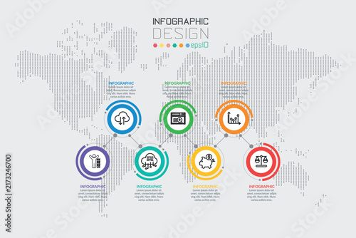 6 Option Circle Network Connection Business Infographic